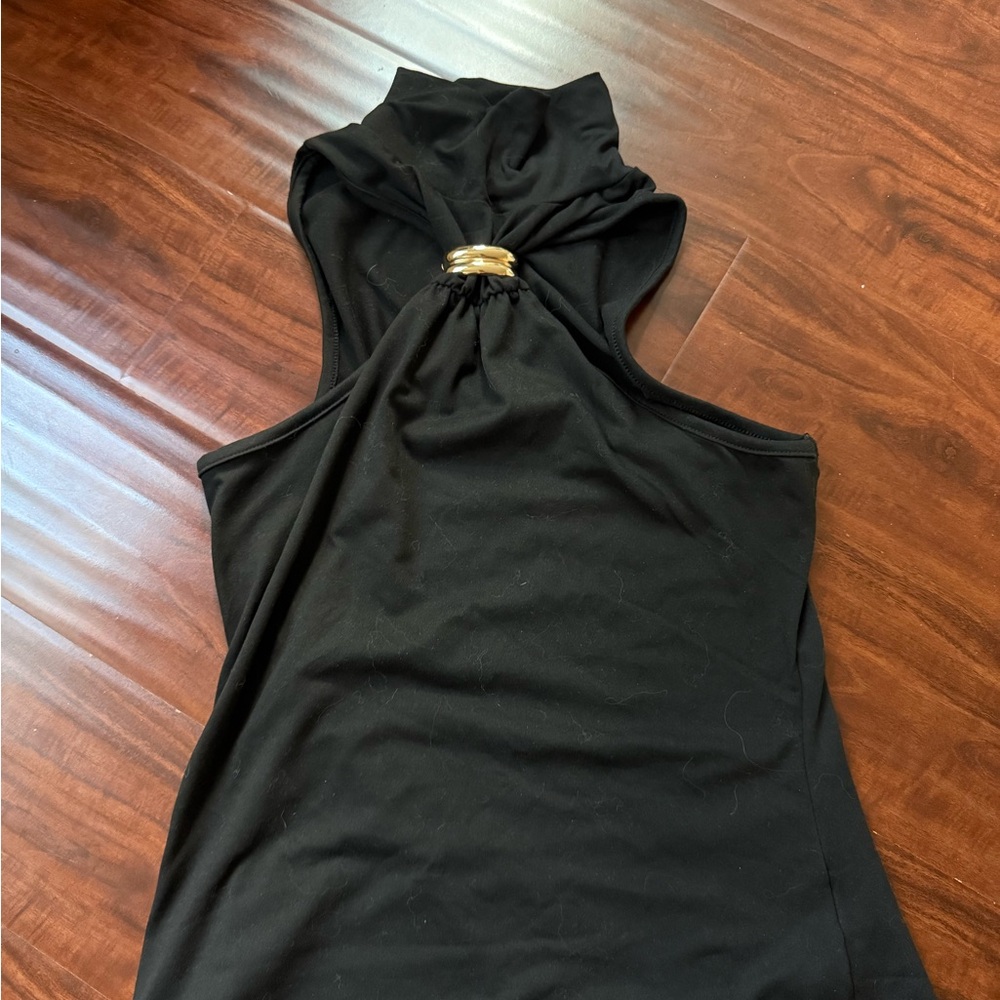 Elegant Black Sleeveless Top With Cool Neckline